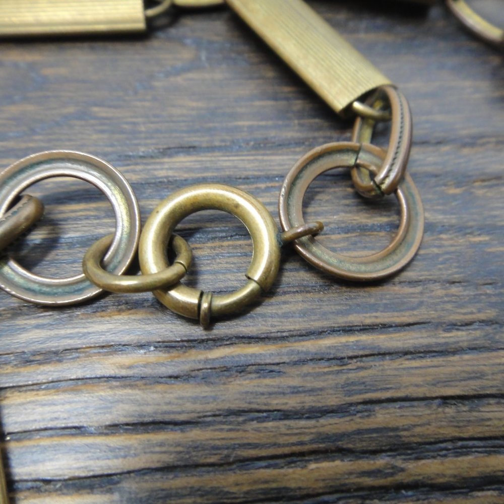 Victorian Book Chain Necklace Choker Brass Gold - Picture 9 of 10